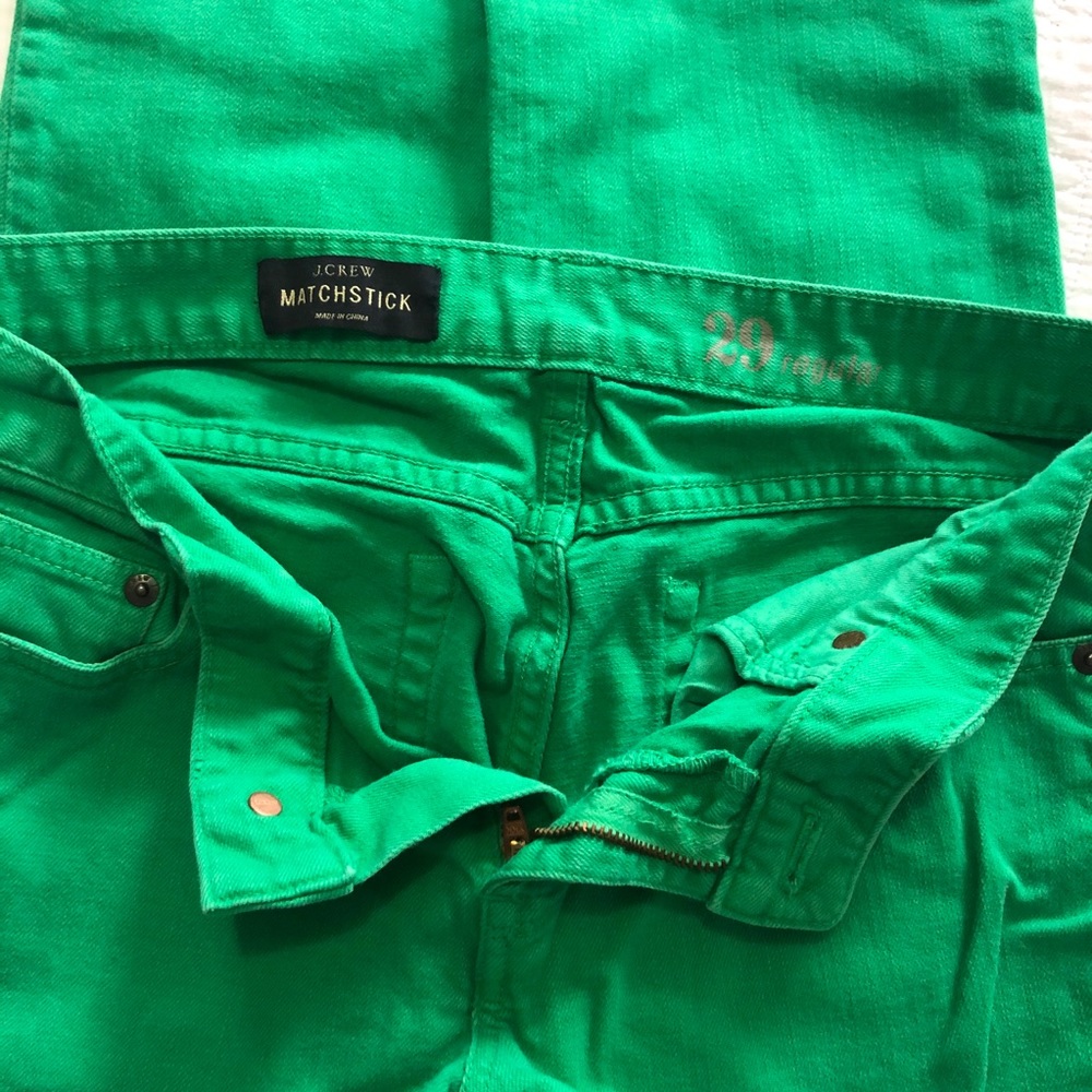 JCrew Bright Green Size 29 Matchstick Jeans Pants - Picture 8 of 9